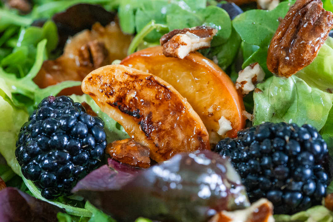 Grilled Peach Salad with Honey Vinaigrette