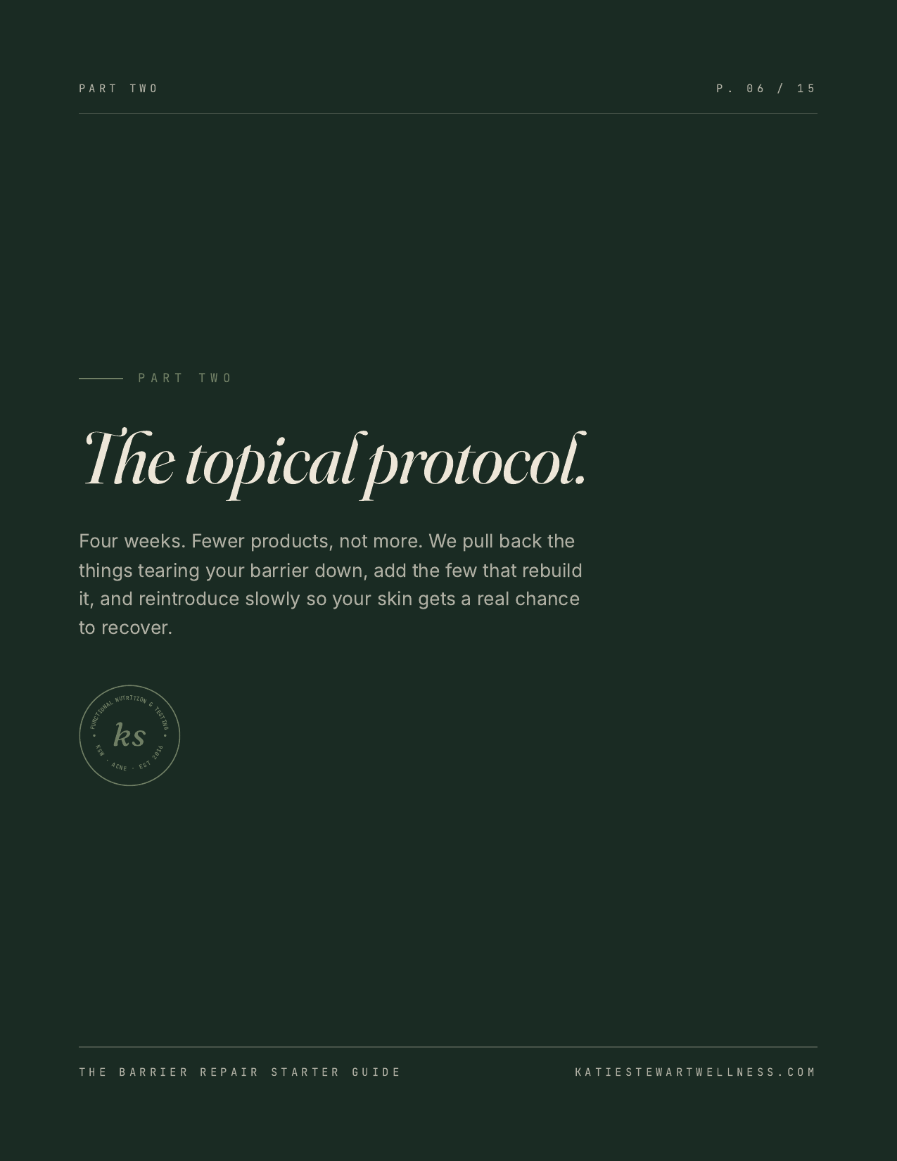 Inside the guide: Part Two, the four-week topical protocol