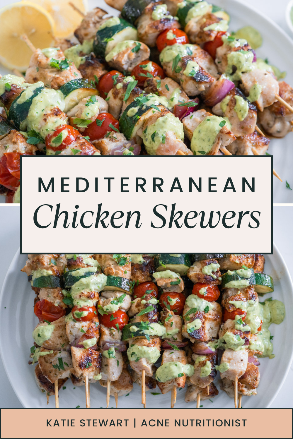 Mediterranean Chicken Skewers Katie Stewart Acne Nutritionist   Katie Stewart Wellness Mediterranean Chicken Skewers Pin 