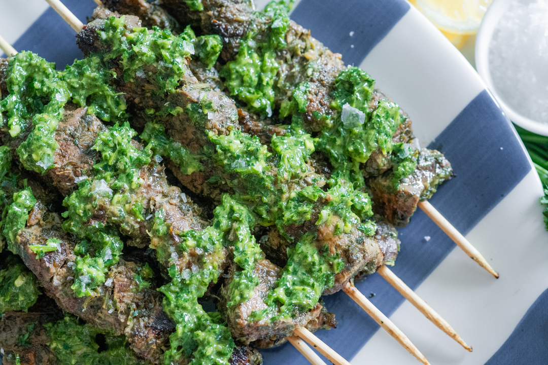 Steak Kebabs with Chimichurri